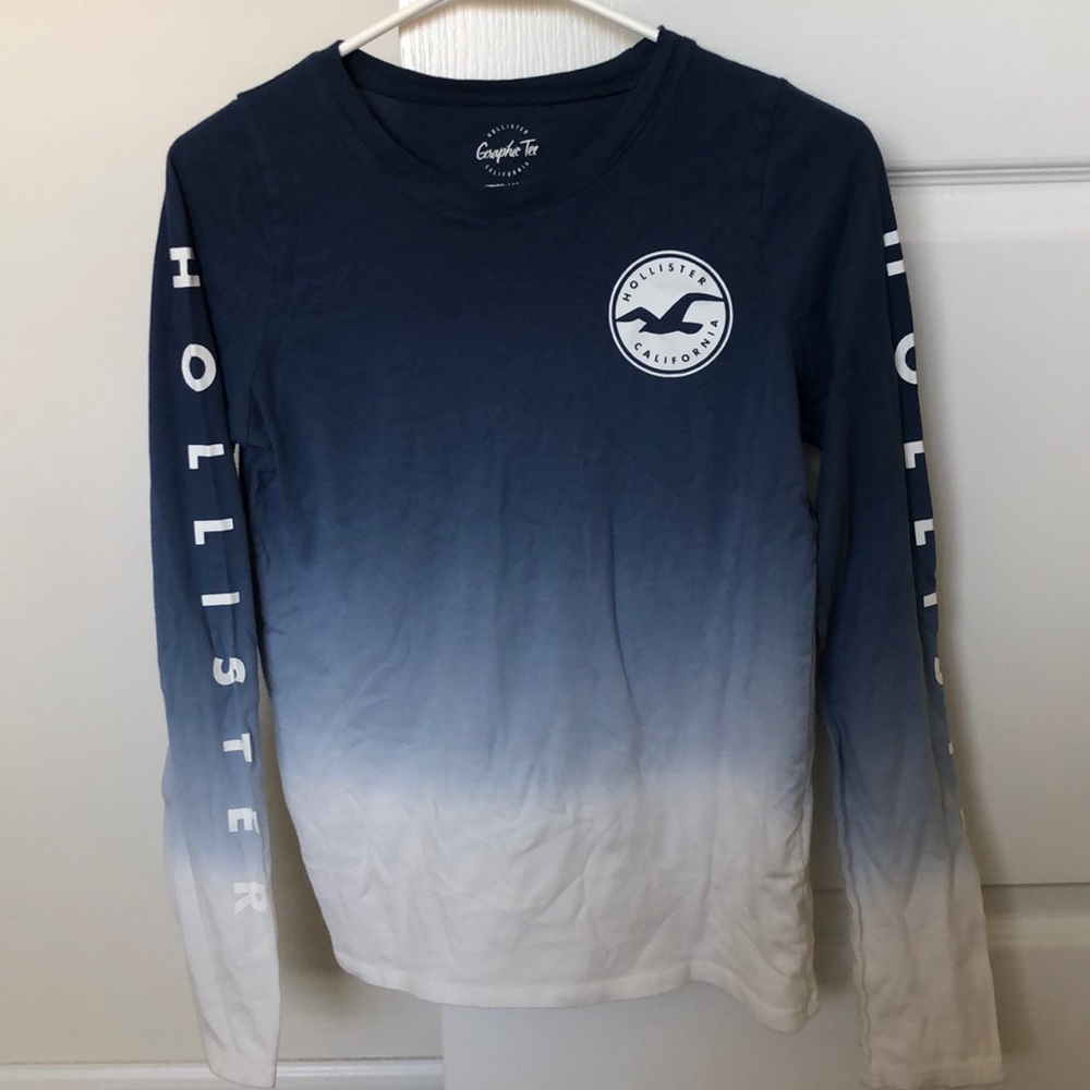 Blue Ombré Hollister Long Sleeved Graphic Tee